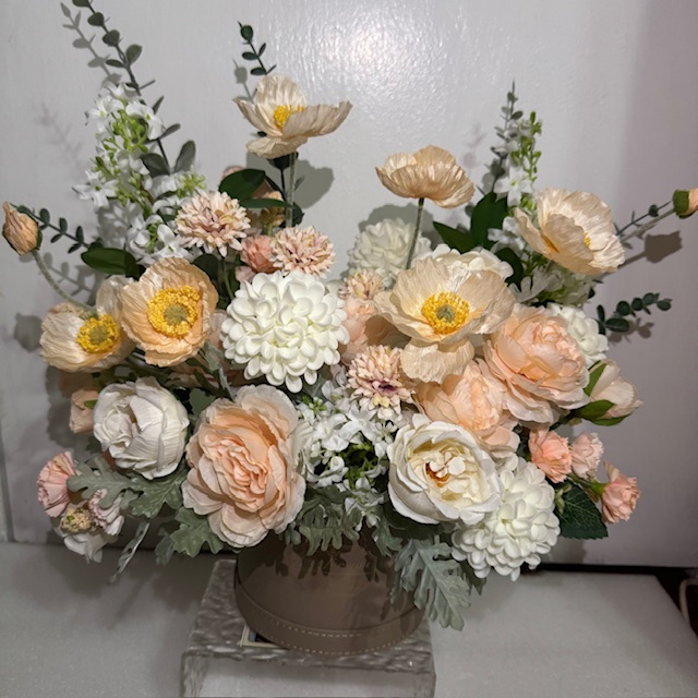 White and light orange roses