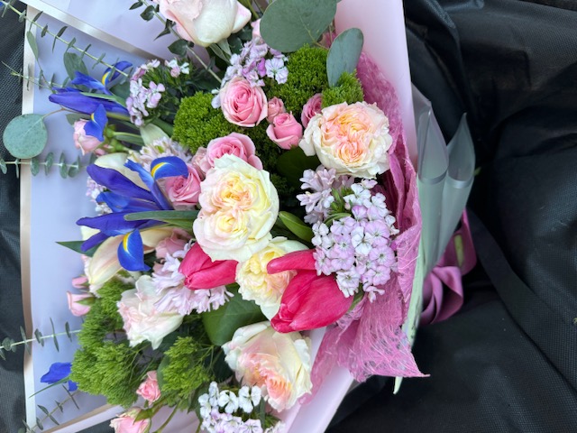 Pink bouquet with mixed flowers