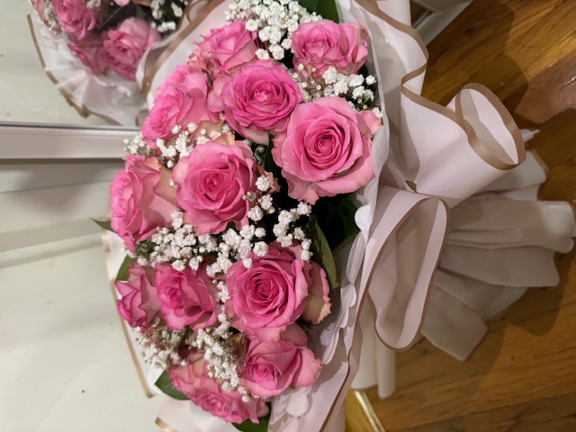 Light pink bouquet with pink roses